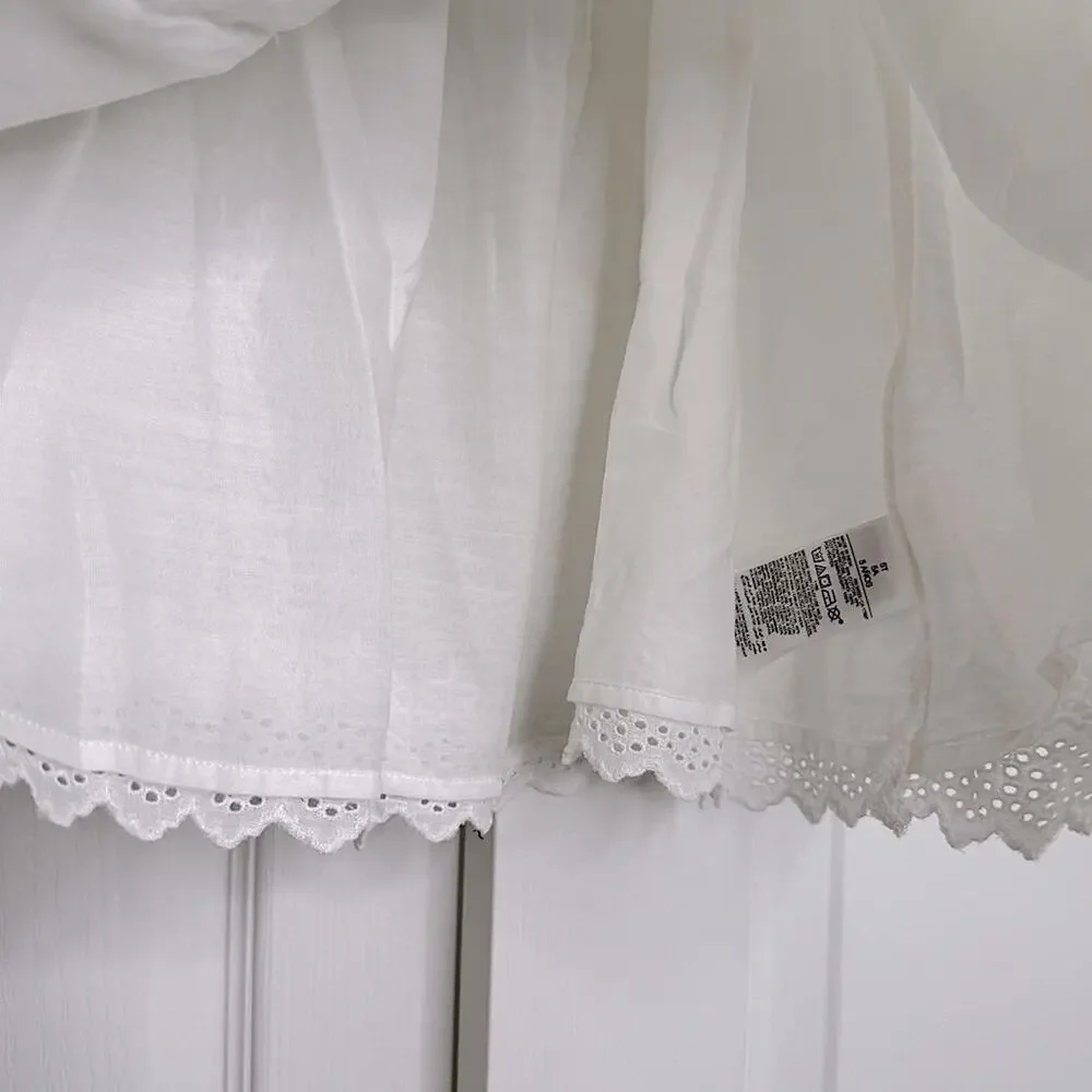 Old Navy White Floral Embroidered Kids Dress Ruffled Cotton Blend Sleeveless 5T